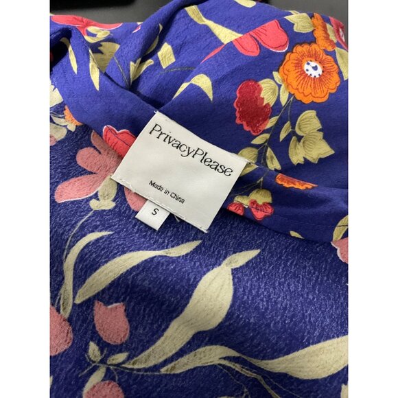 PRIVACY PLEASE Blue Floral Wrap Plaza Kimono Maxi Dress size Small - Picture 4 of 10
